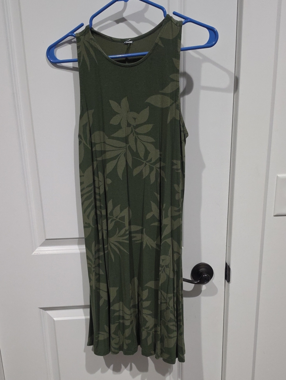 Olive Green Floral Swing Dress